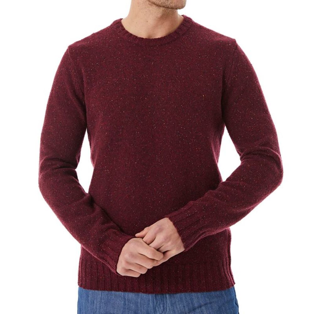 Lello Mens Lambswool Donegal Crewneck Winter Sweater Small Cherry, Size: S
